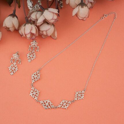 Filigree Floral 92.5 sterling silver necklace earrings set