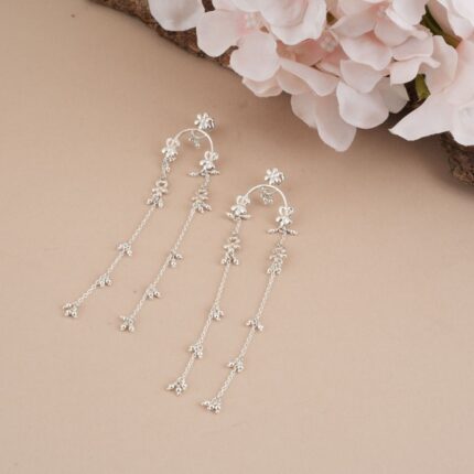 Dainty Filigree 92.5 Sterling Silver Shoulder Grazer Earrings