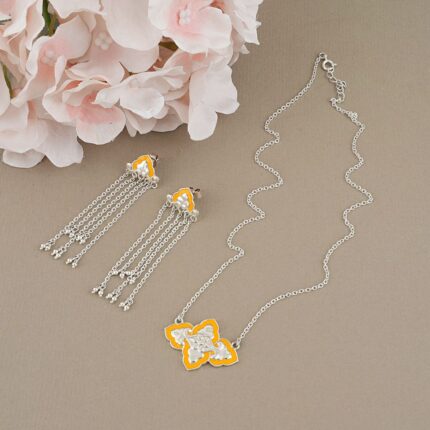 Mughal Splendor 92.5 sterling silver necklace earrings set